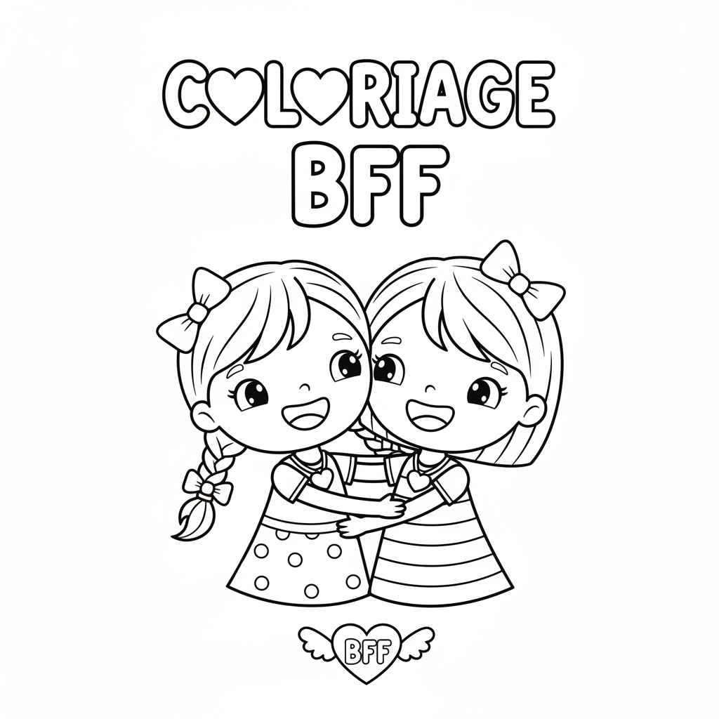 Coloriage BFF Gratuit à Imprimer pour Meilleures Amies