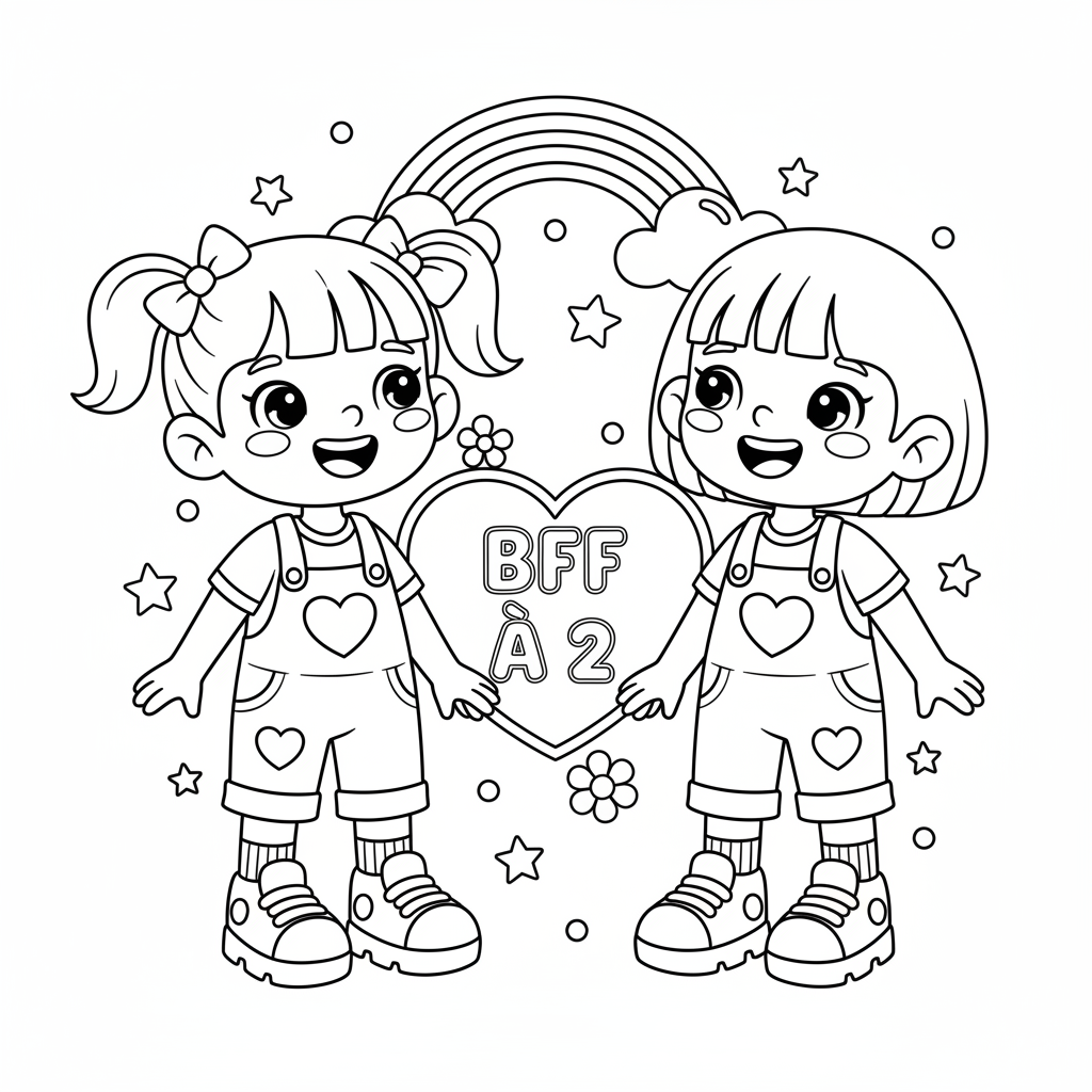 Coloriage Bff A 2 Gratuit à Imprimer pour Amis