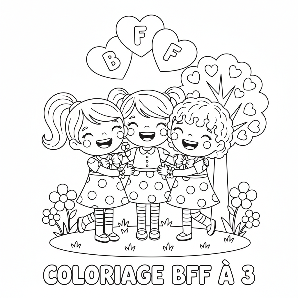 Coloriage Bff à 3 Gratuit à Imprimer