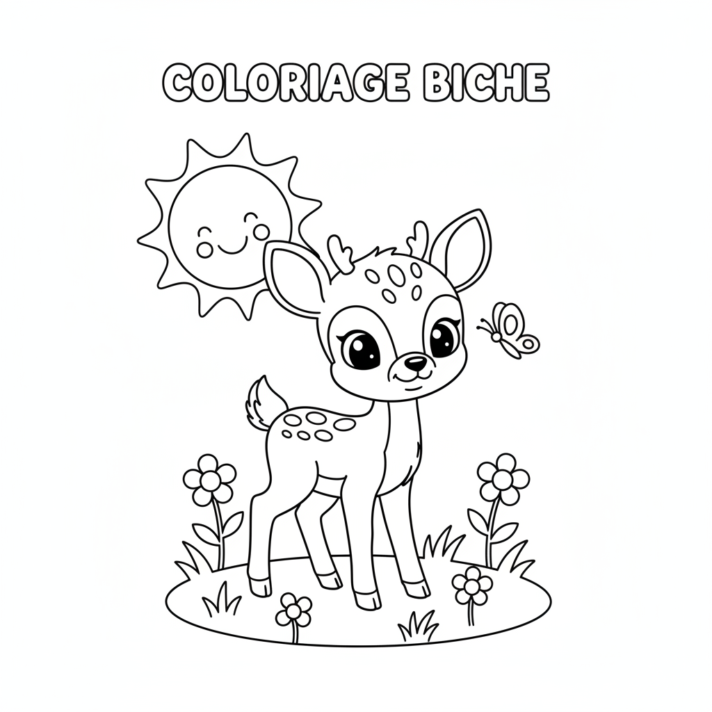 Coloriage Biche Gratuit à Imprimer pour les Enfants
