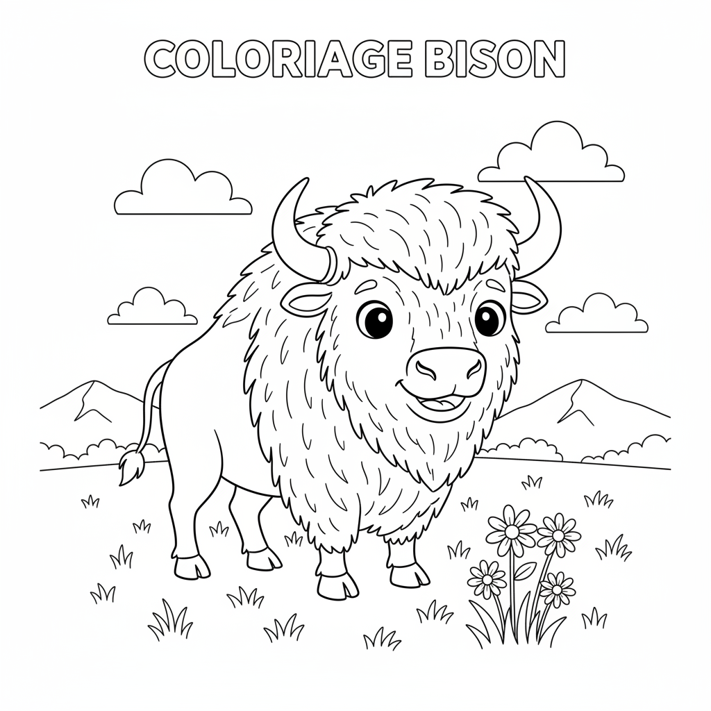Coloriage coloriage bison 2