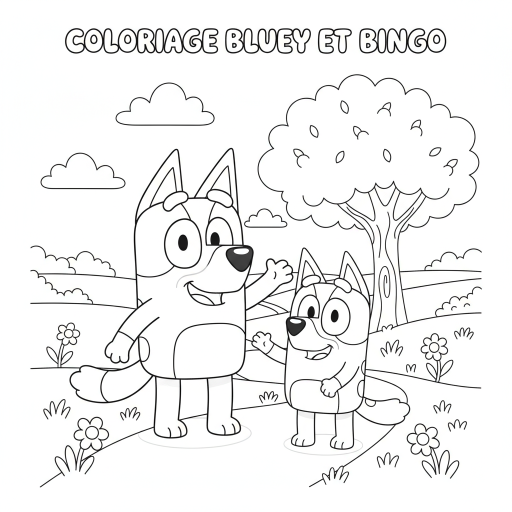 Coloriage coloriage bluey et bingo 3