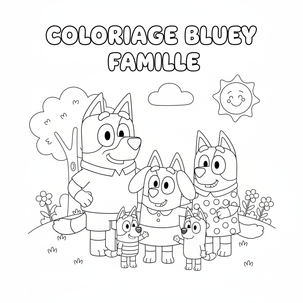 Coloriage coloriage bluey famille 2