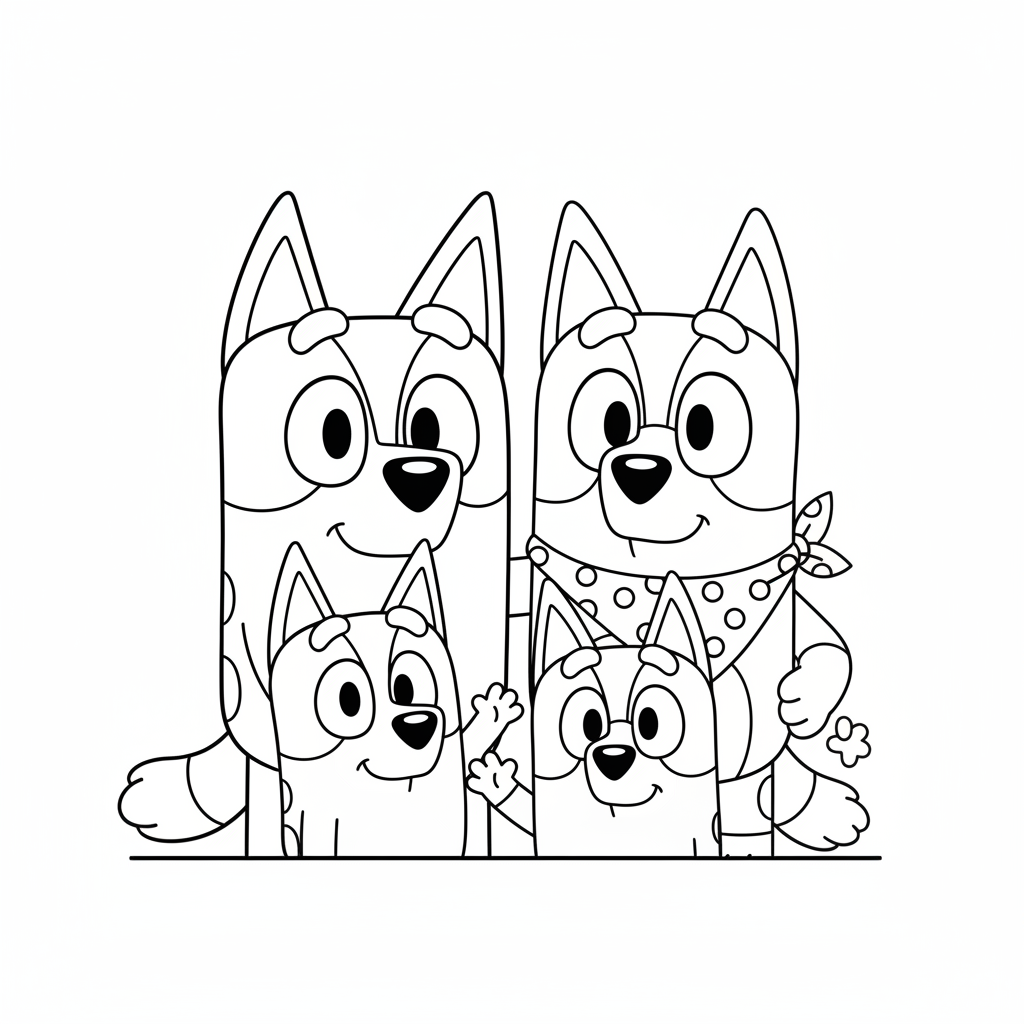 Coloriage coloriage bluey famille 4