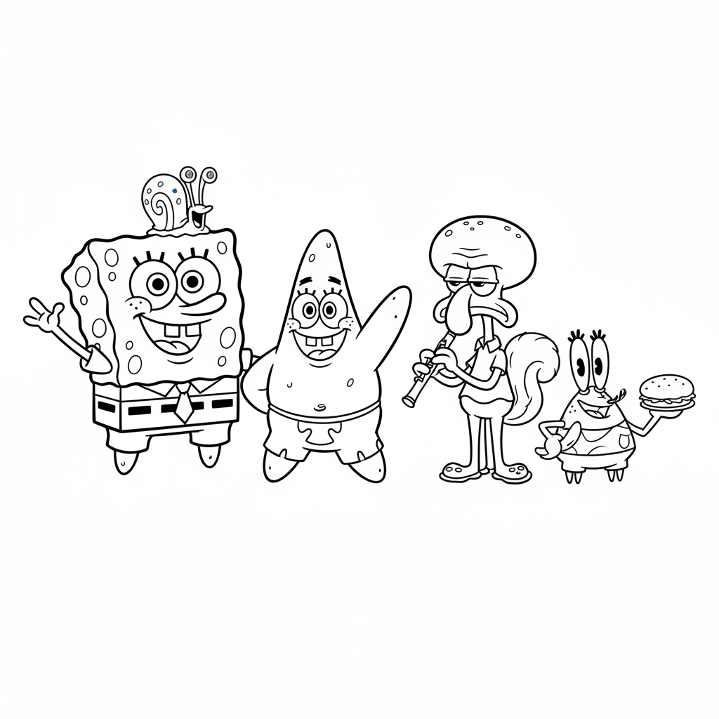 Coloriage Bob L'Éponge Et Ses Amis à Imprimer Gratuit