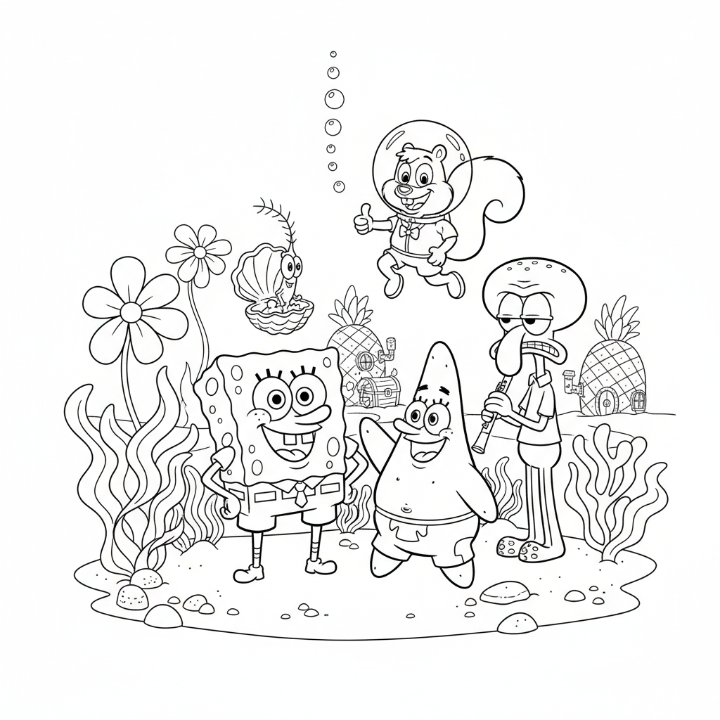 Coloriage coloriage bob l'éponge et ses amis 3