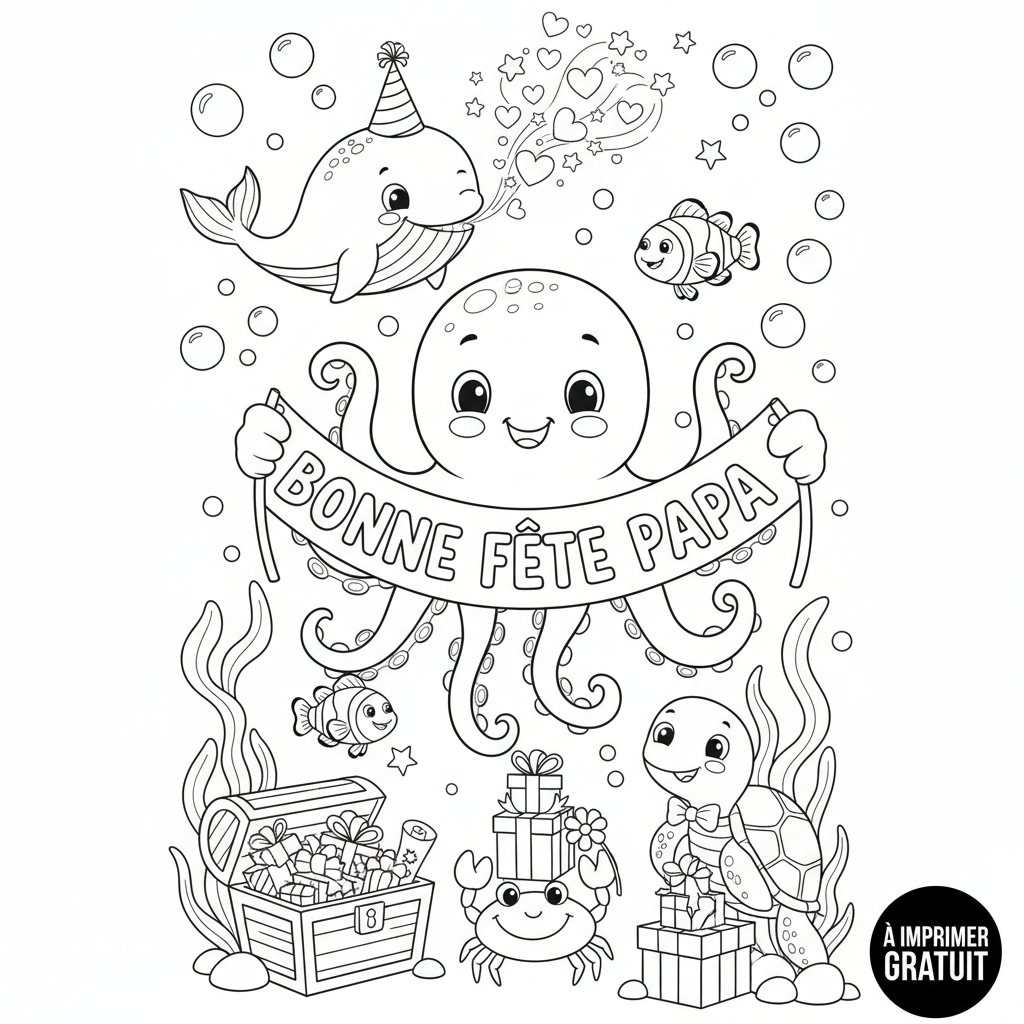 Coloriage coloriage bonne fête papa à imprimer gratuit 4
