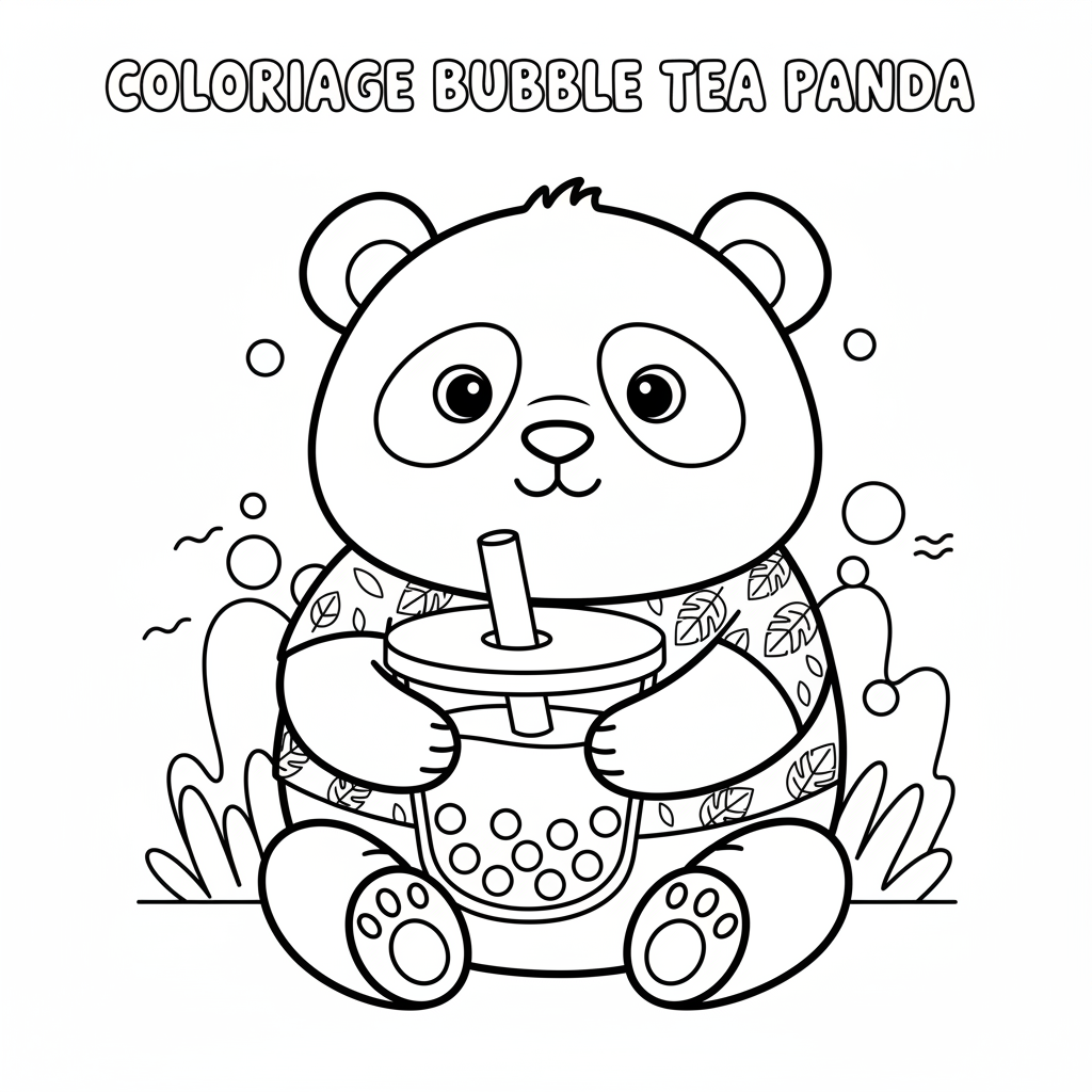 Coloriage Bubble Tea Panda Gratuit à Imprimer