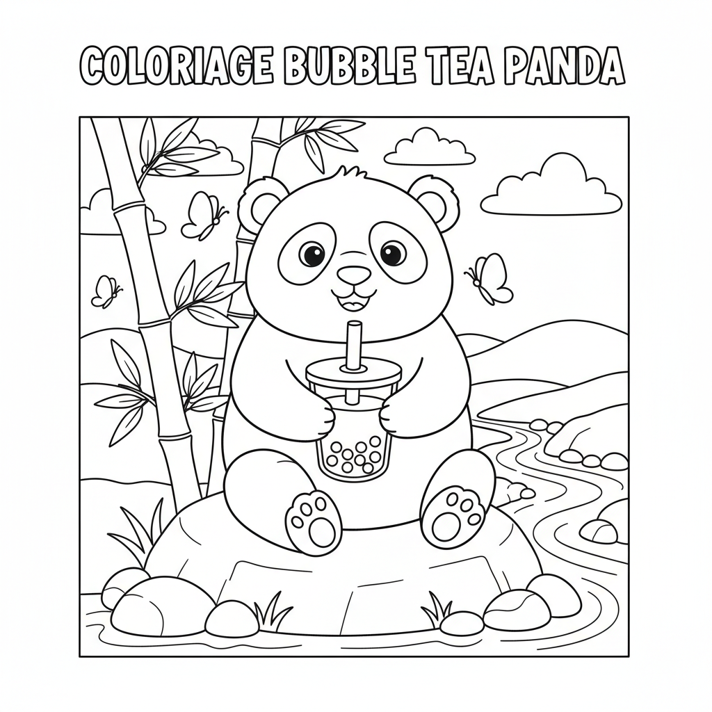 Coloriage coloriage bubble tea panda 3