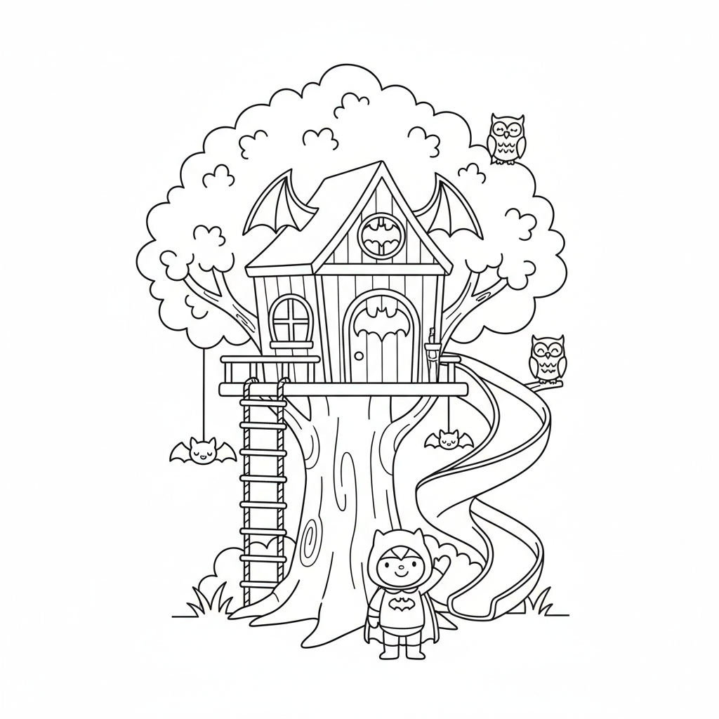 Coloriage Cabane Dans Les Arbres Gratuit à Imprimer