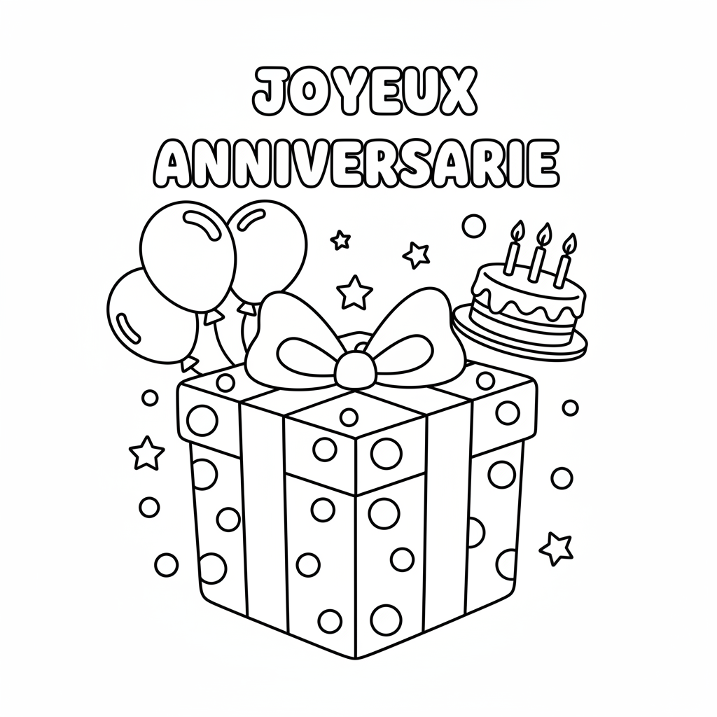 Coloriage Cadeau Gratuit à Imprimer pour les Enfants