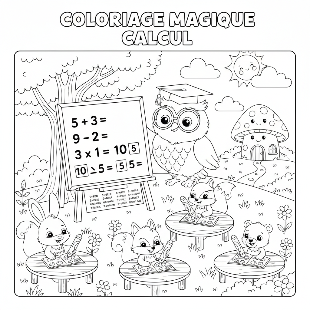 Coloriage coloriage calcul 3