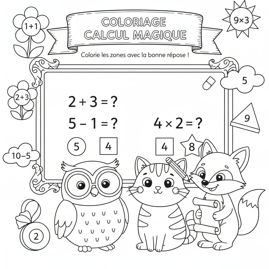 Coloriage coloriage calcul 4