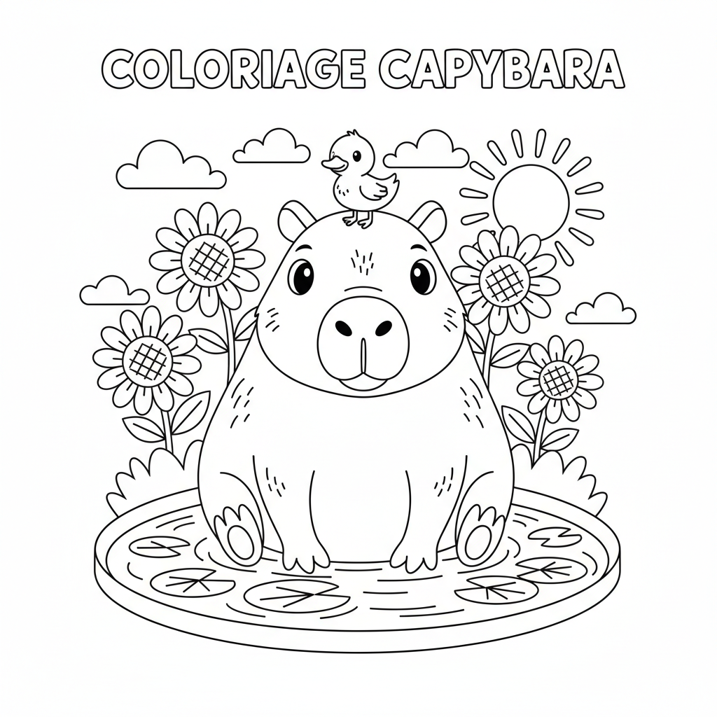 Coloriage coloriage capybara 1