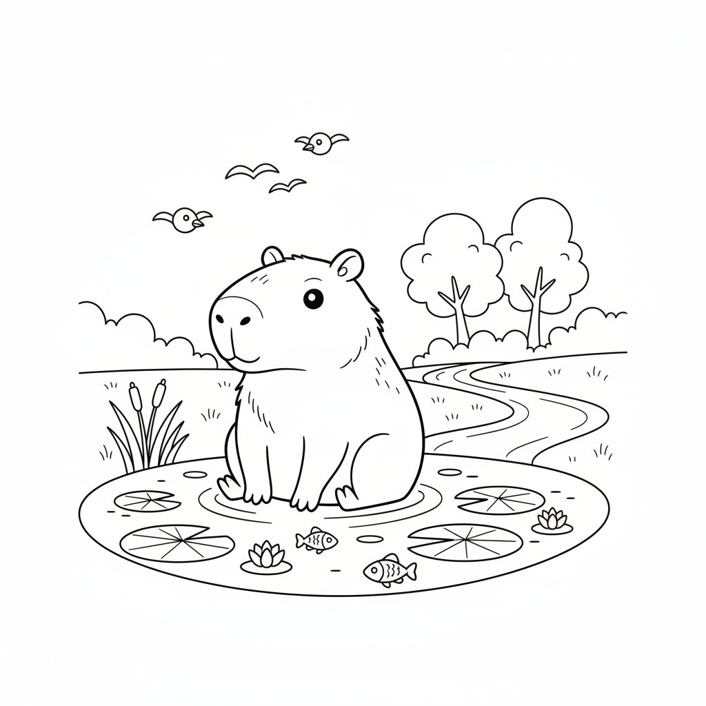 Coloriage coloriage capybara 3