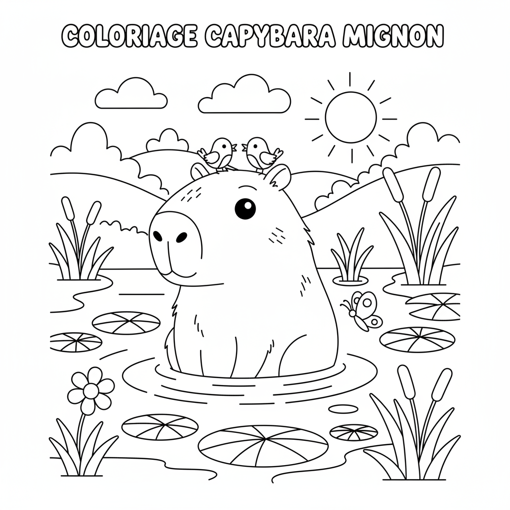 Coloriage coloriage capybara cute 3