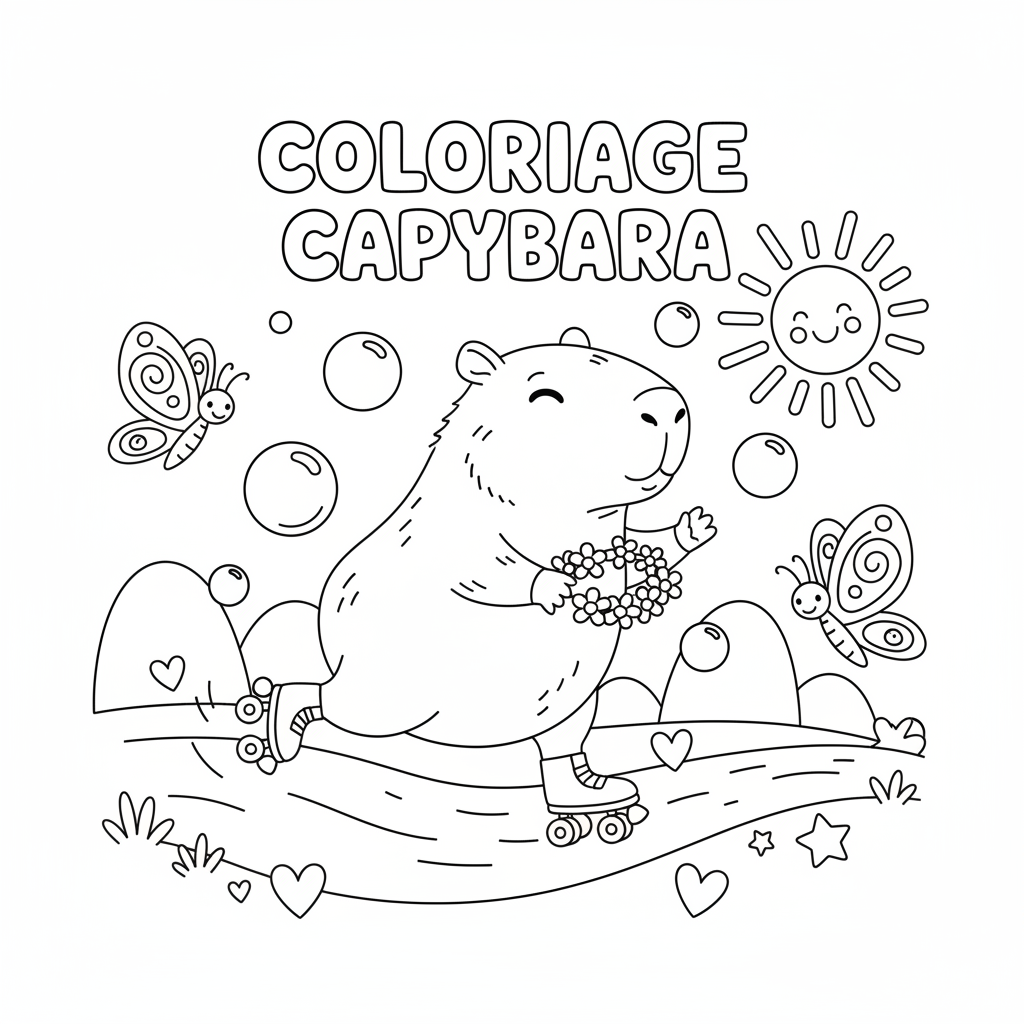 Coloriage coloriage capybara cute 5