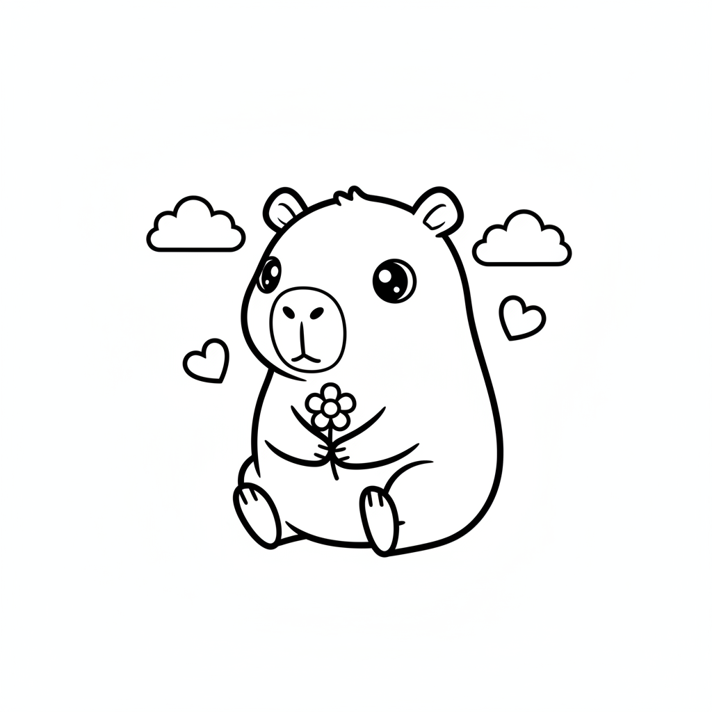 Coloriage coloriage capybara kawaii