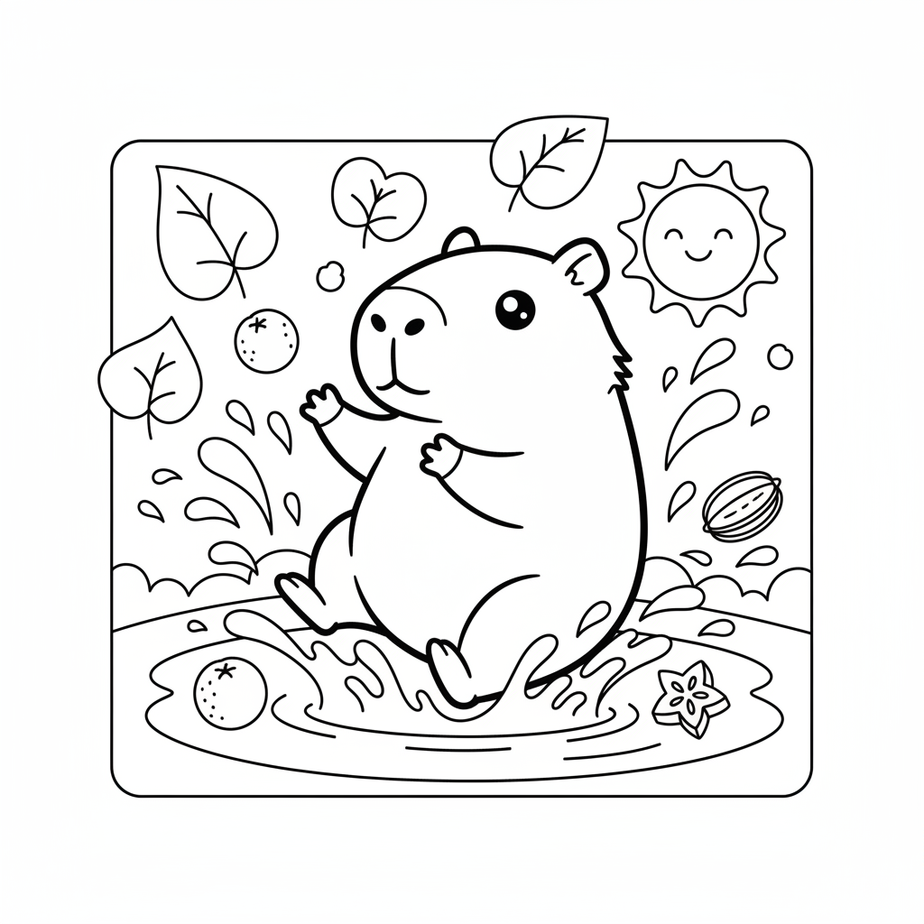 Coloriage coloriage capybara kawaii 5