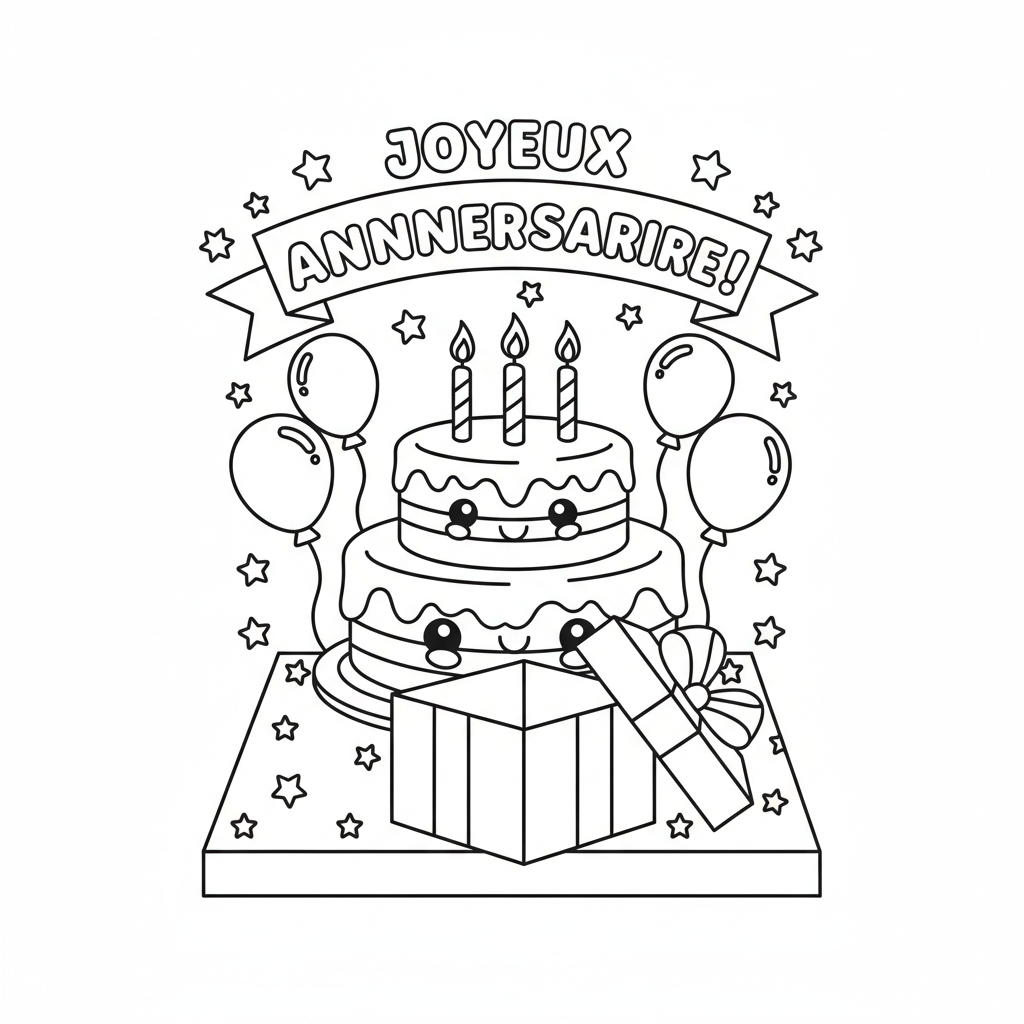 Coloriage coloriage carte anniversaire