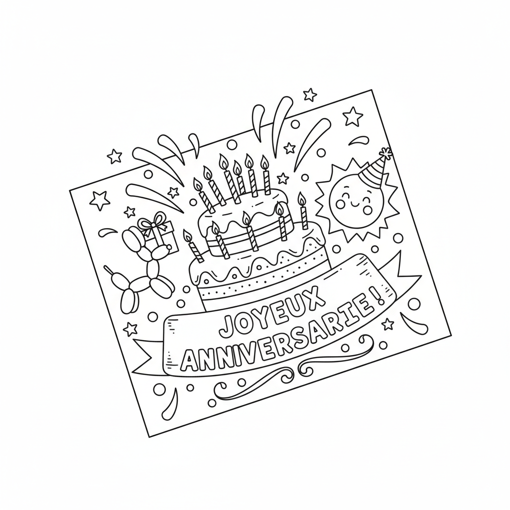 Coloriage coloriage carte anniversaire 2