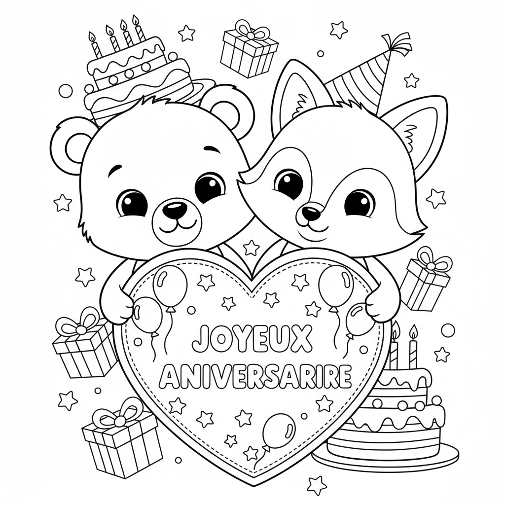 Coloriage coloriage carte anniversaire 4