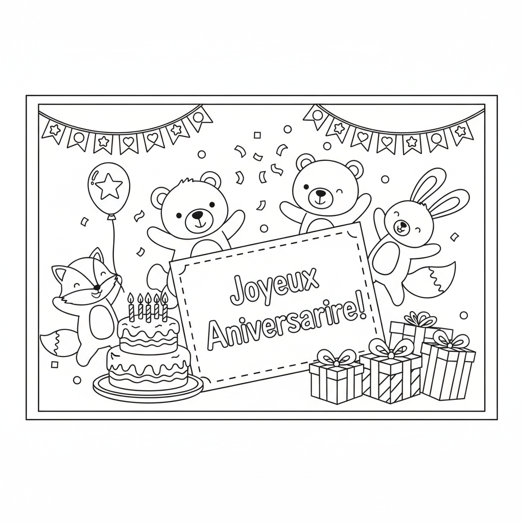 Coloriage coloriage carte anniversaire 5