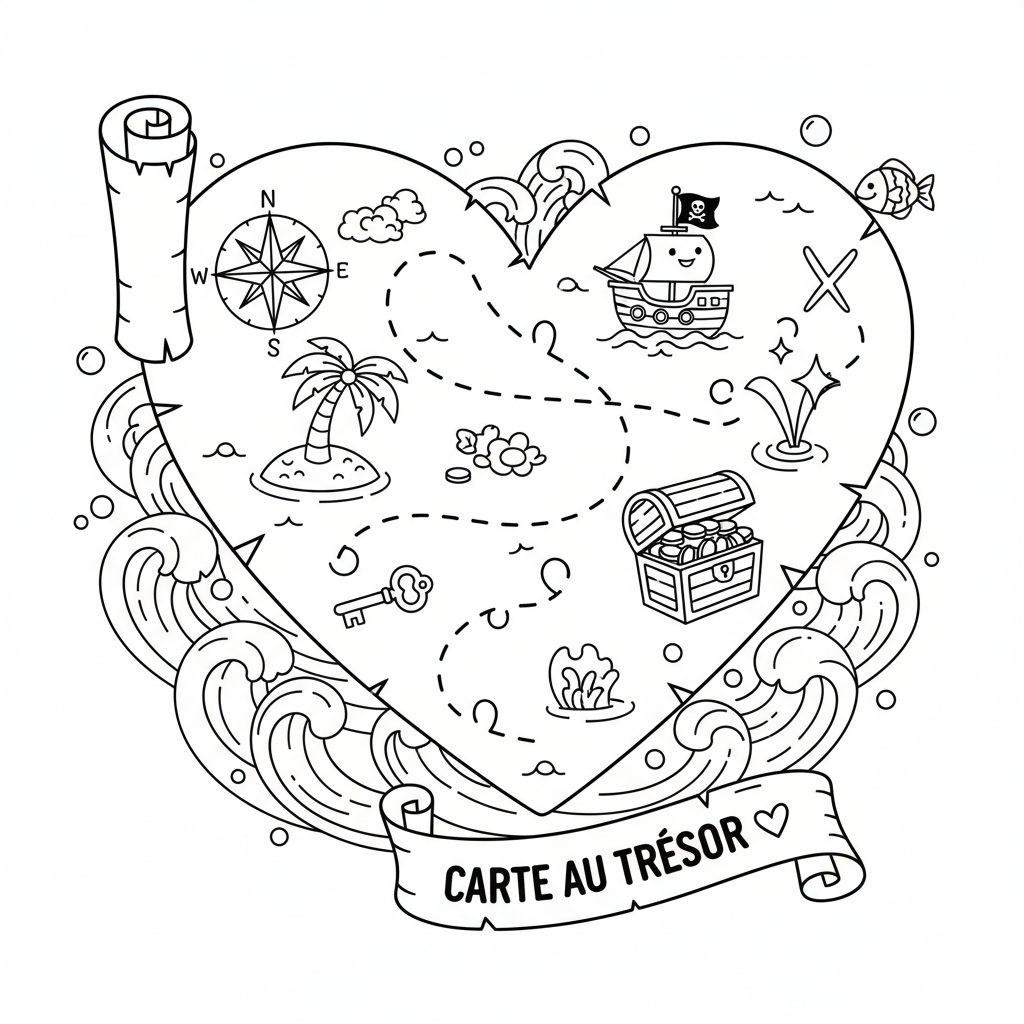 Coloriage coloriage carte au tresor 2
