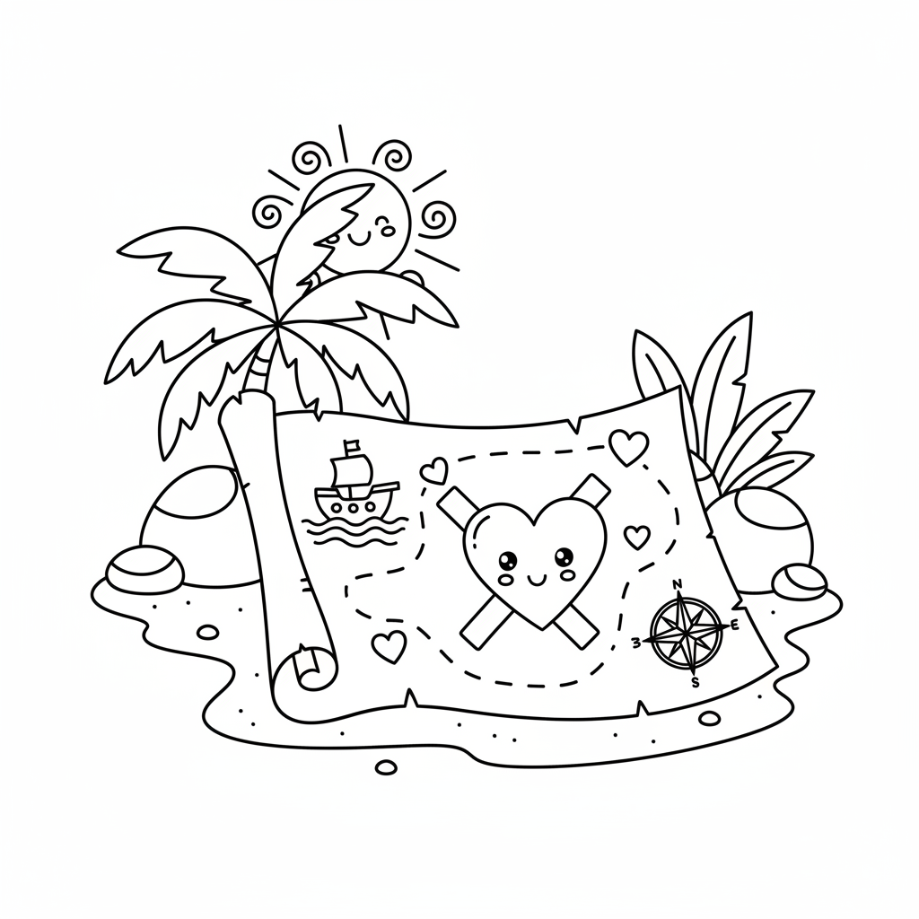 Coloriage coloriage carte au tresor 3