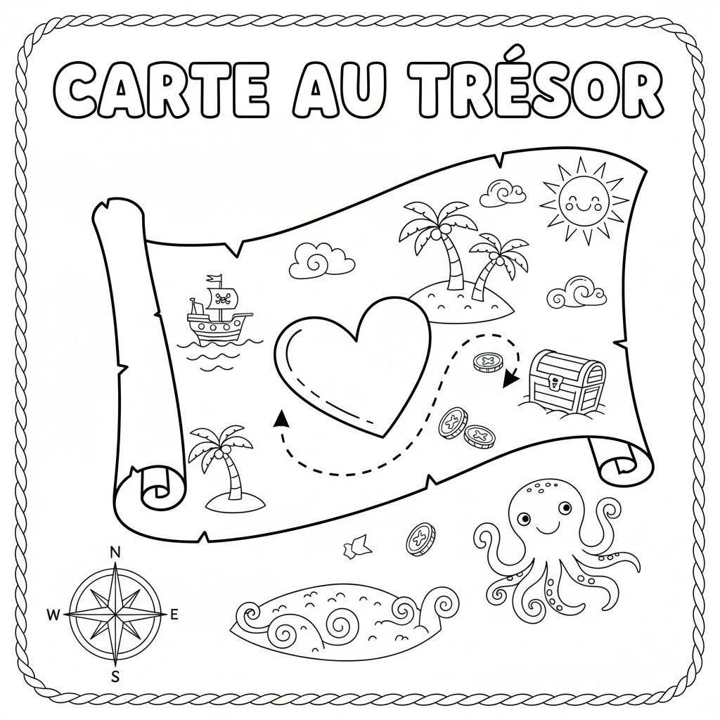 Coloriage coloriage carte au tresor 5