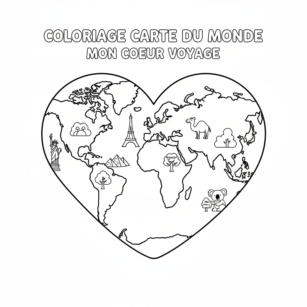 Coloriage coloriage carte du monde 2