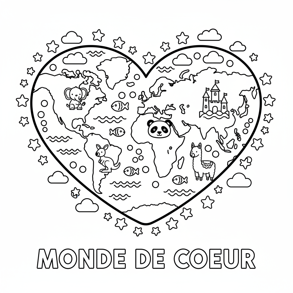 Coloriage coloriage carte monde