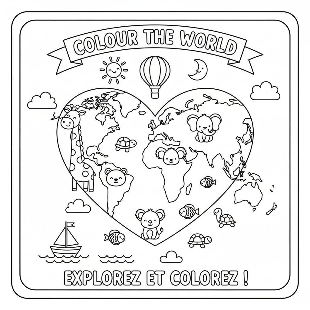 Coloriage coloriage carte monde 3
