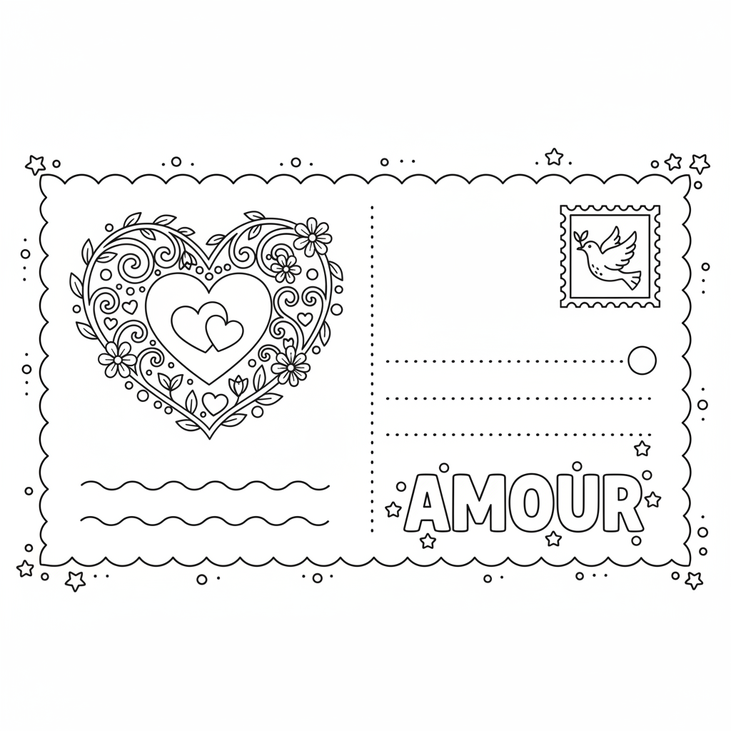 Coloriage coloriage carte postale 2