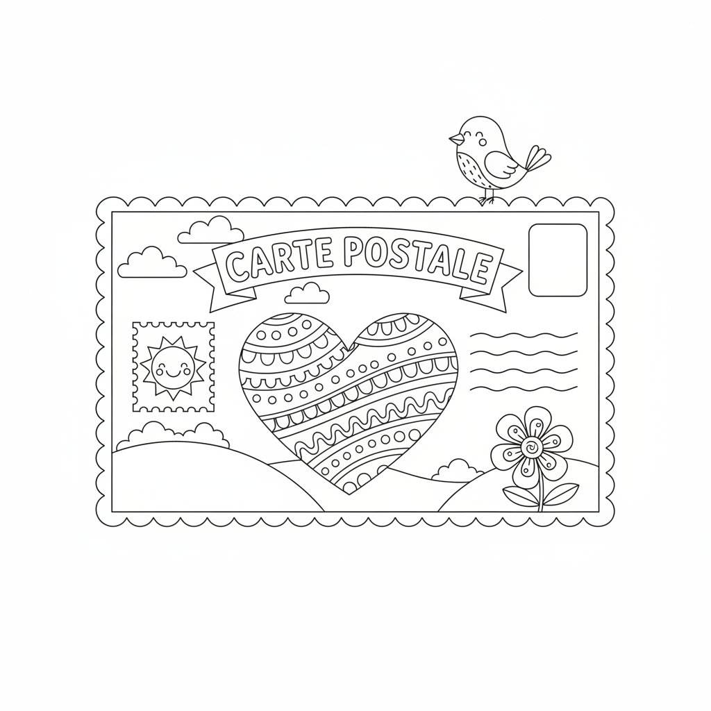 Coloriage coloriage carte postale 3