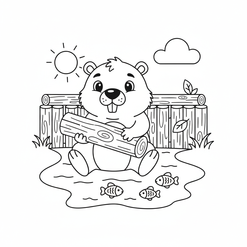 Coloriage Castor Gratuit à Imprimer pour les Enfants