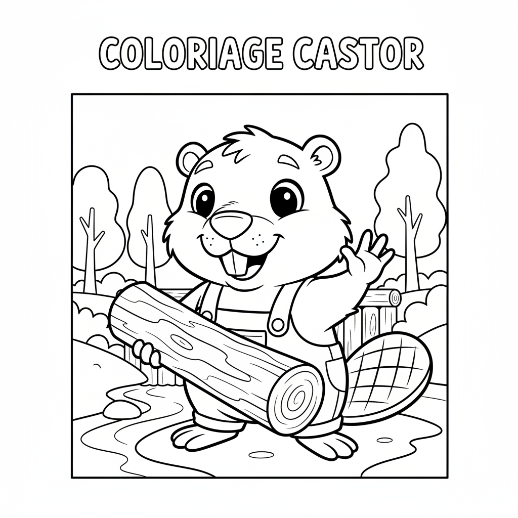 Coloriage coloriage castor 4