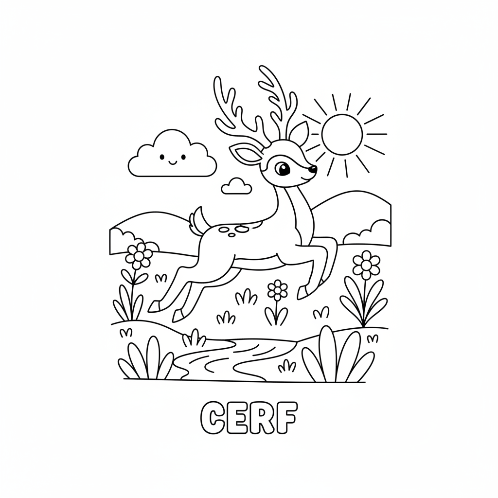 Coloriage coloriage cerf 5