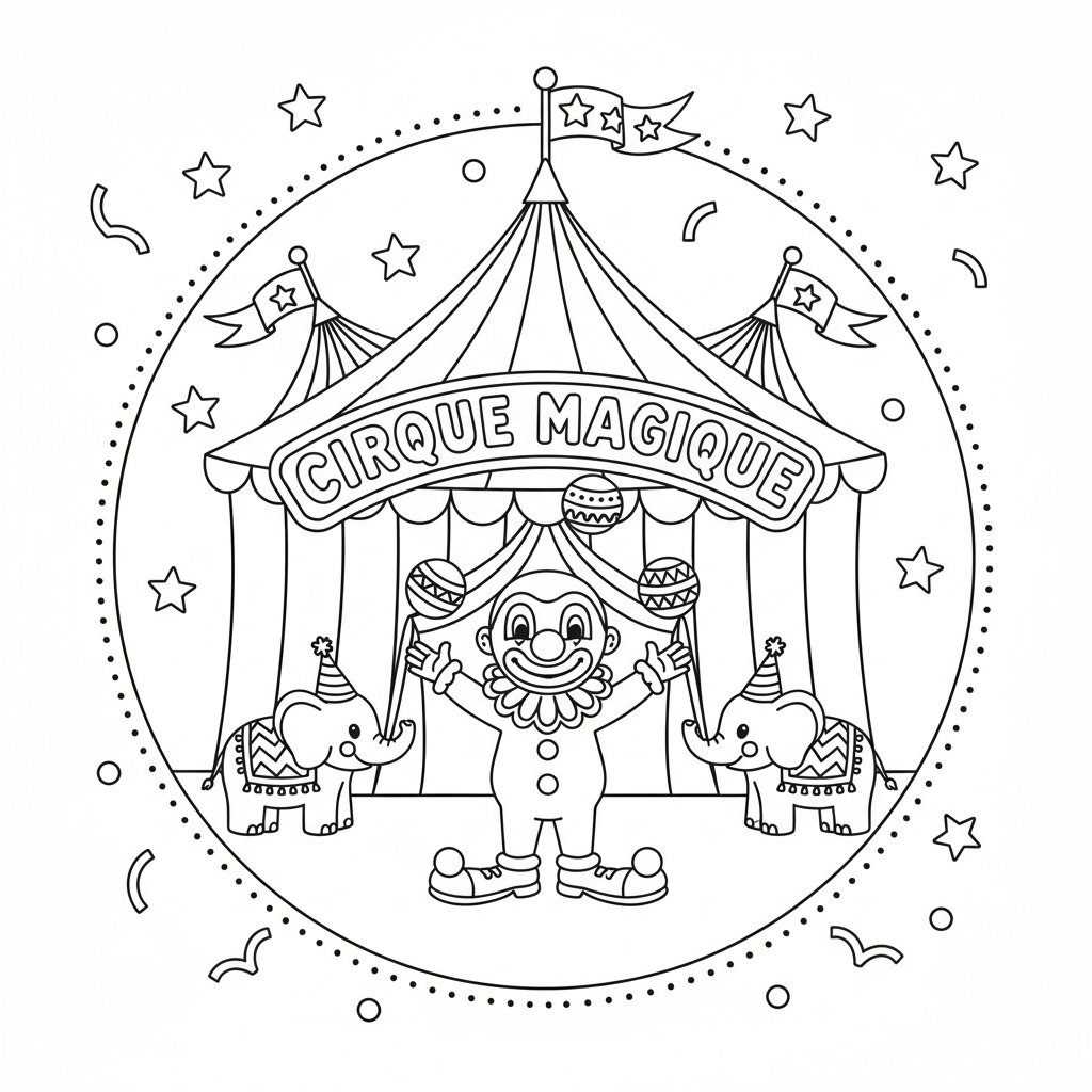 Coloriage Chapiteau Gratuit à Imprimer pour Enfants