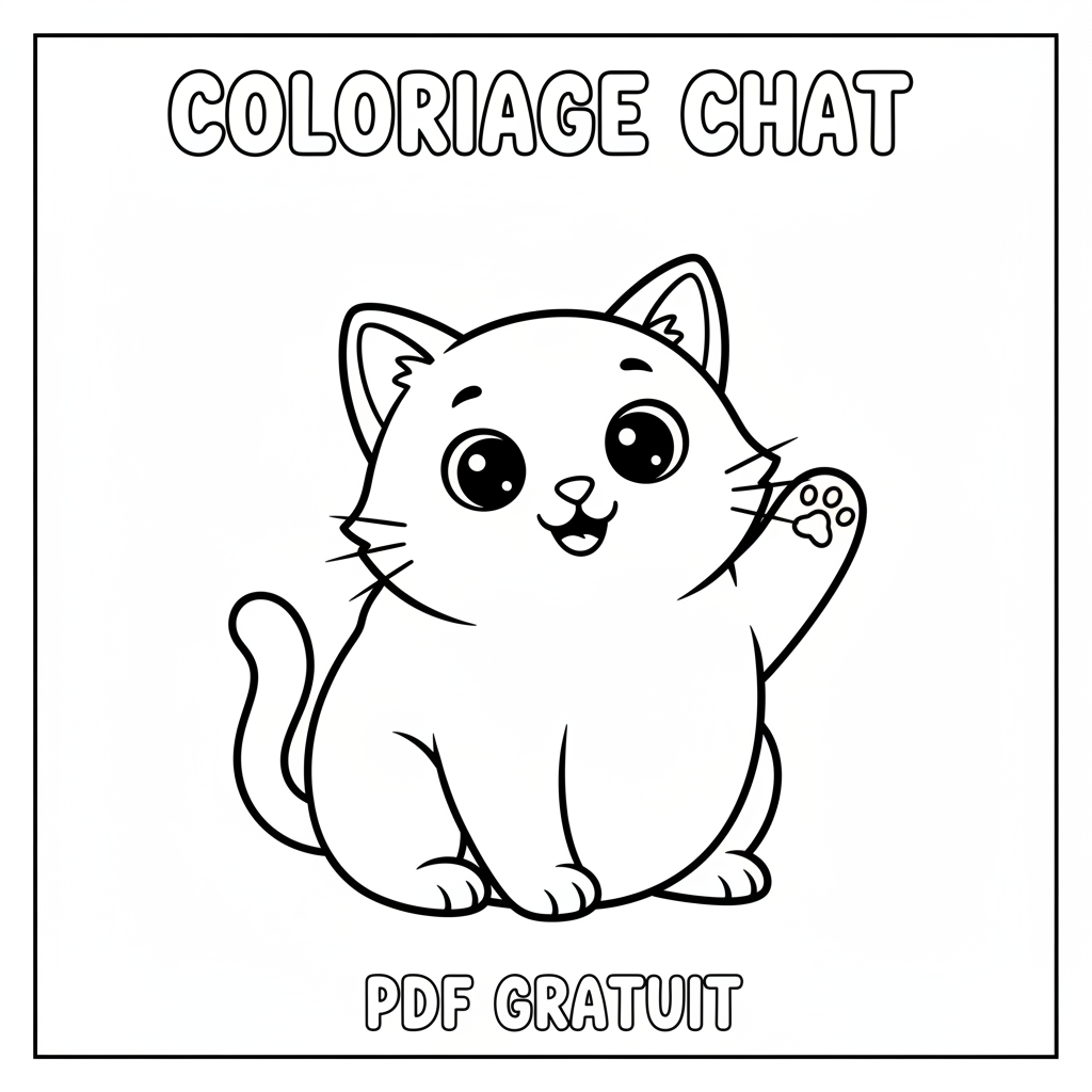 Coloriage Chat à Imprimer PDF Gratuit pour les Enfants