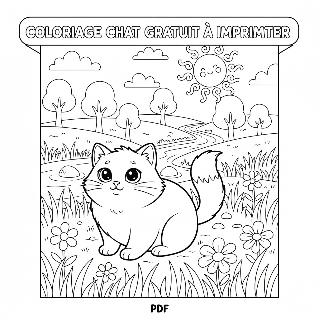 Coloriage coloriage chat à imprimer pdf gratuit 3