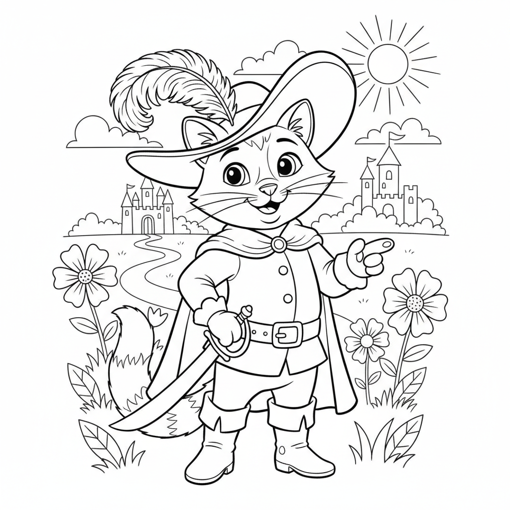 Coloriage coloriage chat botté 2