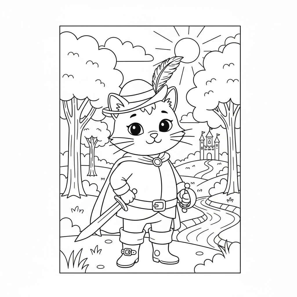 Coloriage coloriage chat botté 3