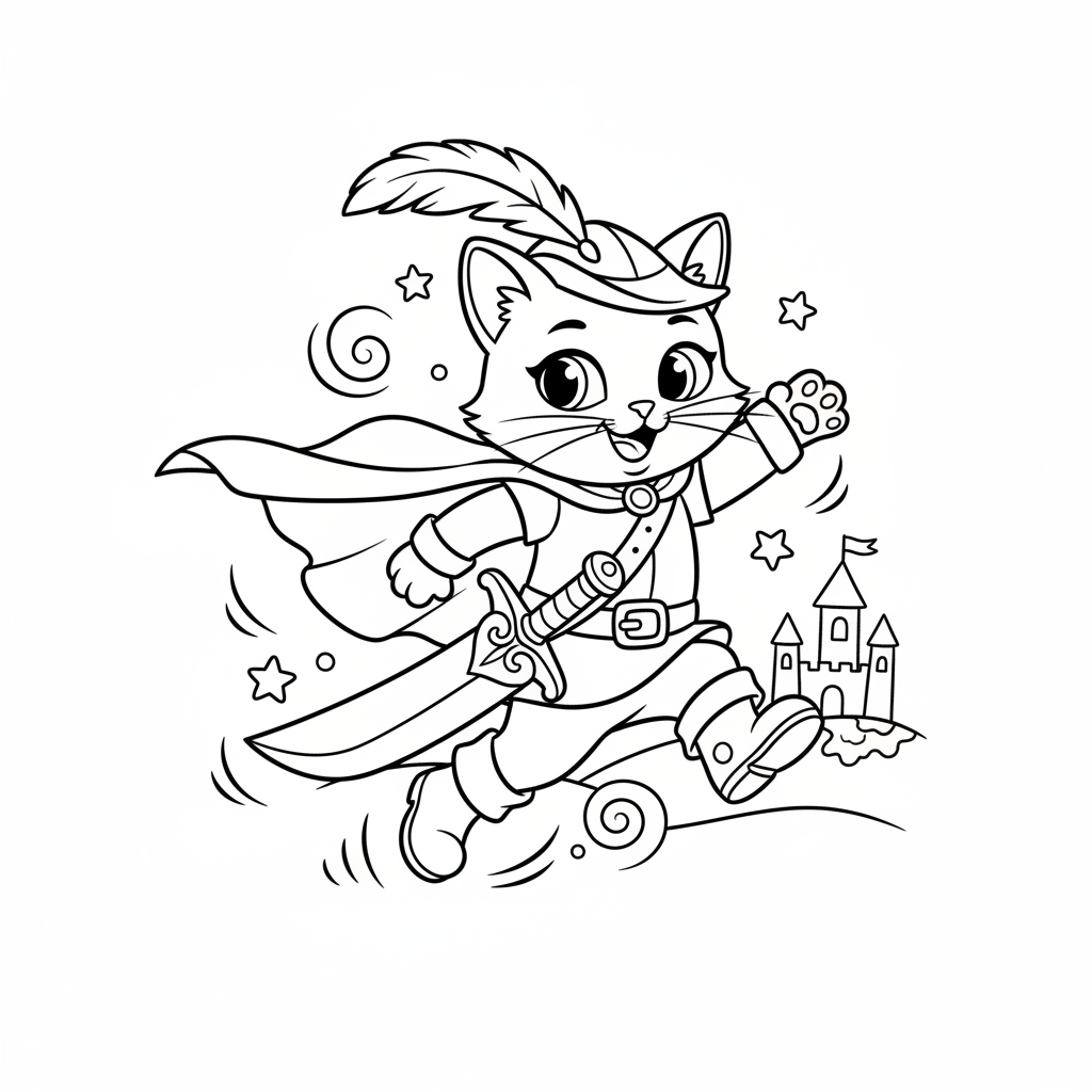 Coloriage coloriage chat botté 5