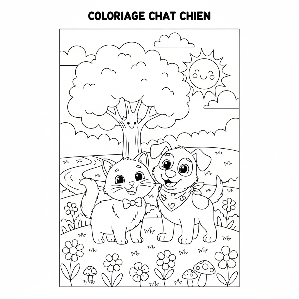 Coloriage coloriage chat chien 3