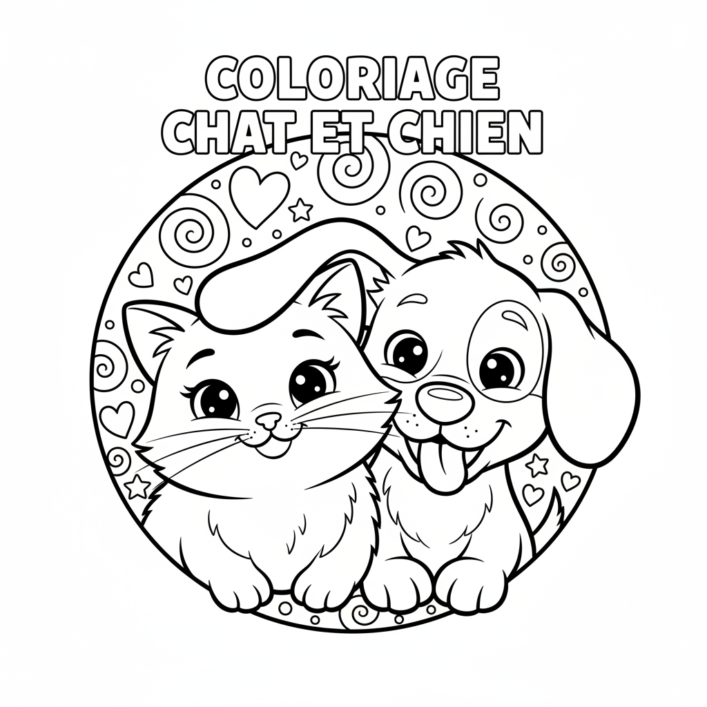 Coloriage coloriage chat et chien 4