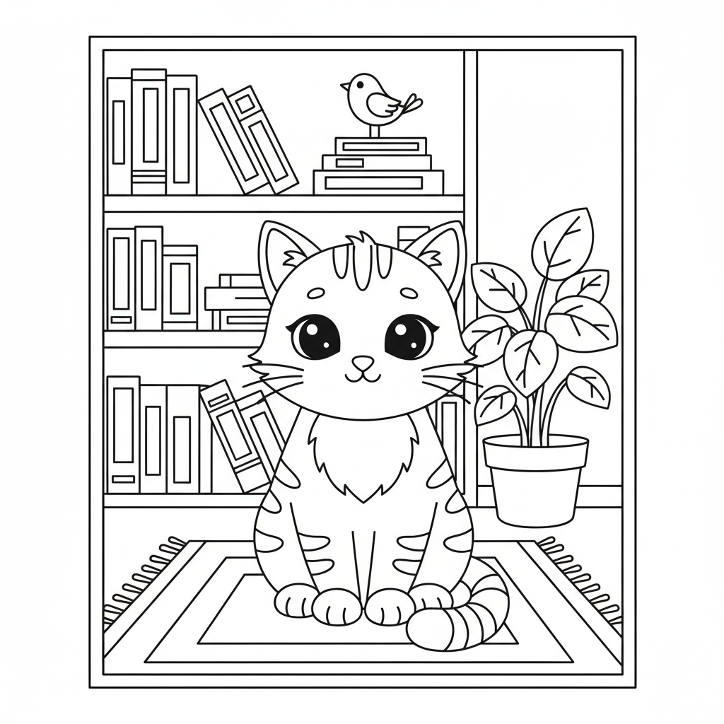 Coloriage coloriage chat facile 2