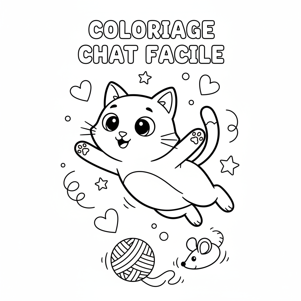 Coloriage coloriage chat facile 5