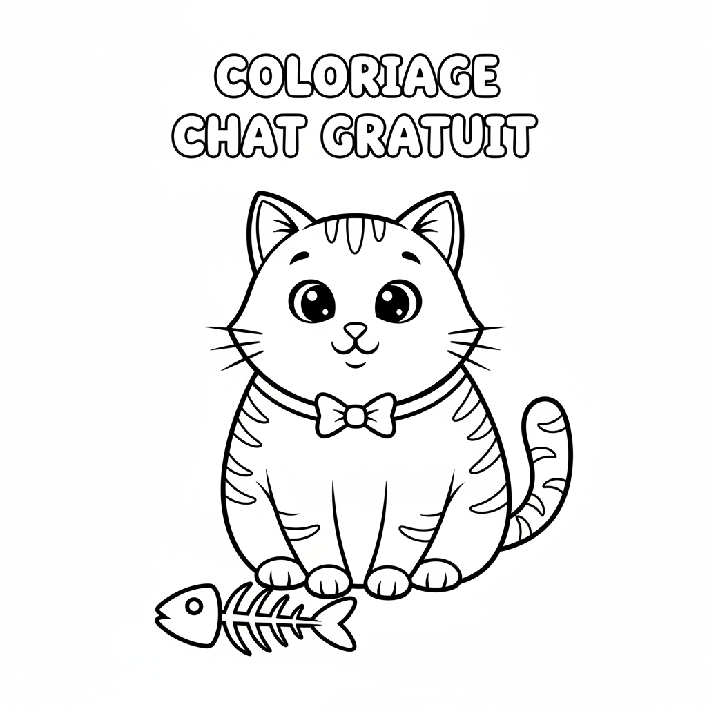 Coloriage Chat Gratuit à Imprimer pour les Enfants