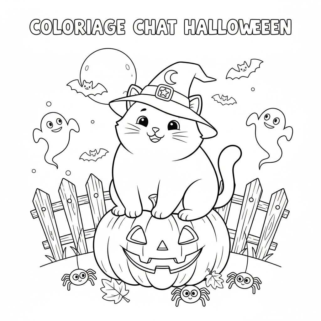Coloriage coloriage chat halloween 2